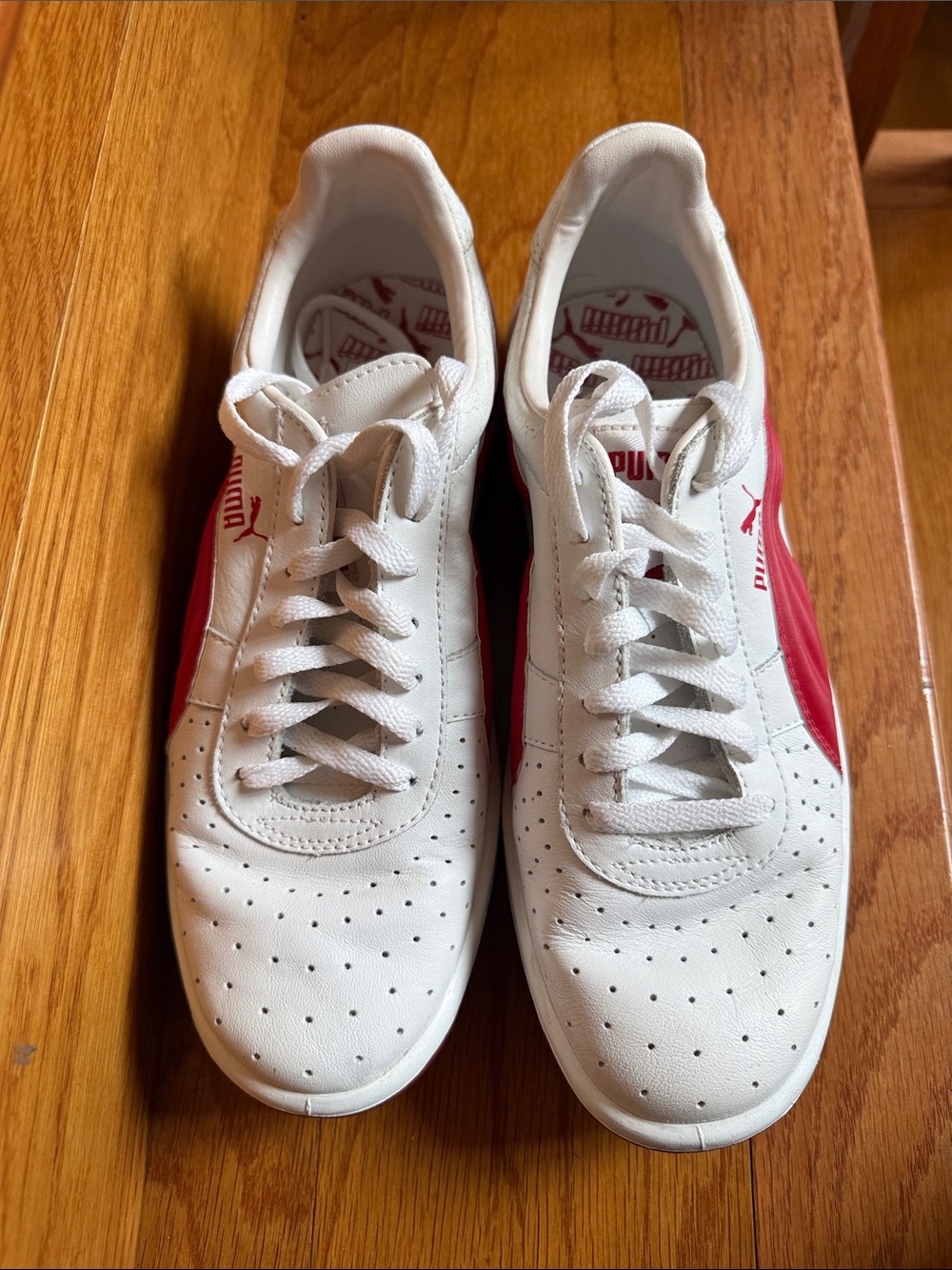 Puma White and Red Low-Top Sneakers